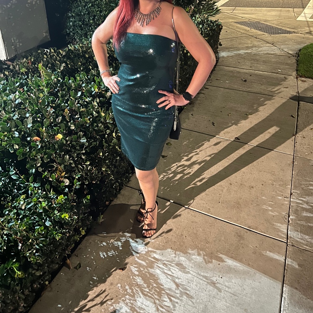 Express. MEDIUM. Green. Sequin dress. worn once